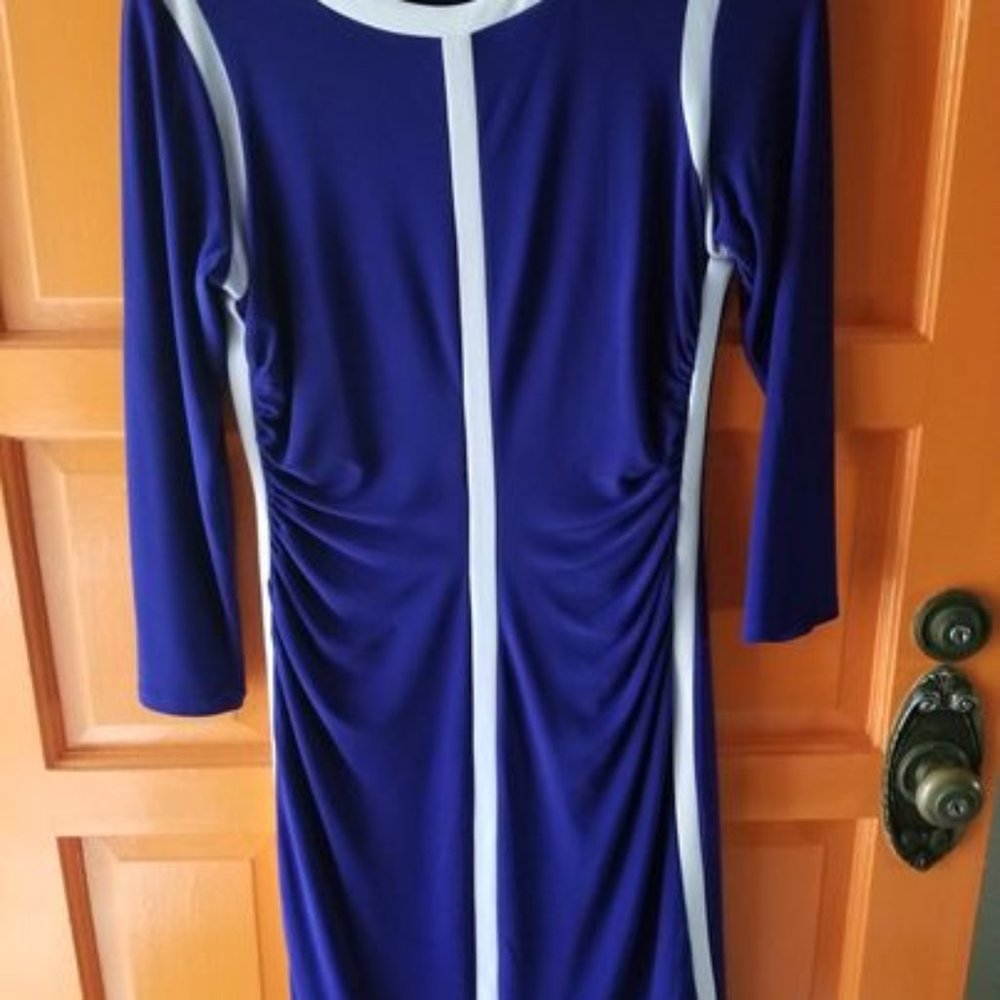 Striking Ralph Lauren Women's Dress- Size 8 - Purple and White